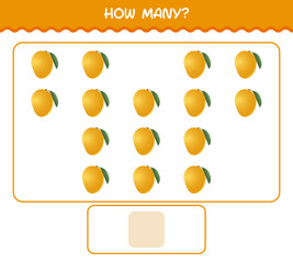 How many cartoon mango. Counting game. Educational game for pre shool years kids and toddlers