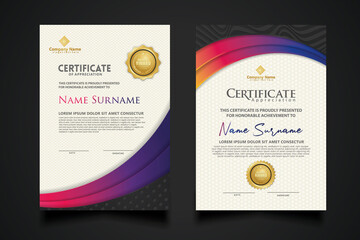 Fototapeta premium certificate template with Luxury realistic texture pattern and dynamic shapes composition gradient colors,diploma,Vector illustration