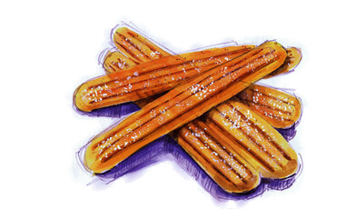 チュロスの水彩画