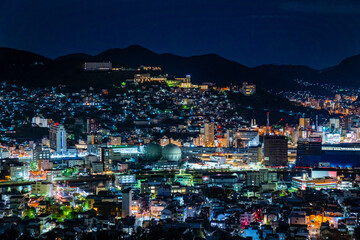 Fototapeta na wymiar 長崎県の稲佐山から見た夜景の写真。日本三大夜景。