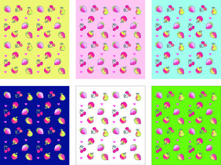 Pattern of fruits and berries for different backgrounds