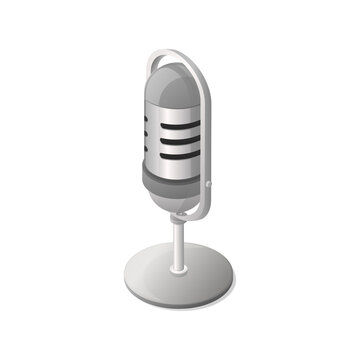 Radio microphone concept. Isometric vector illustration. Isolated on white background.