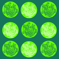 Indian Traditional and Cultural Alpona, Kolam, Rangoli, or Paisley, with a contemporary look. For textile/ fabric prints, phone case, greeting card. logo, calendar.