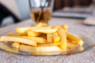 french fries on a white plate