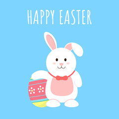 Cute easter bunny. Happy easter day background vector illustration.
