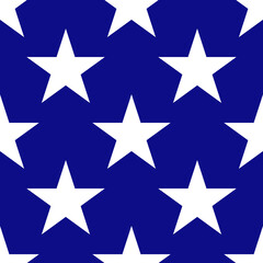 Seamless vector background of USA flag elements. White stars on blue background for 4th of July.