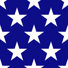 Seamless vector background of USA flag elements. White stars on blue background for 4th of July.