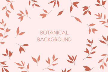Hand drawn botanical background with leaves and branches
