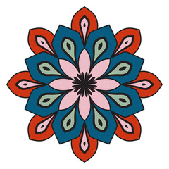 Cute Mandala. Ornamental round doodle flower isolated on white background. Geometric decorative ornament in ethnic oriental style.