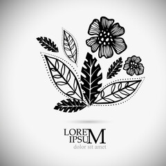 Logo decorative leaves and flowers . Vector illustration