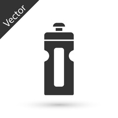 Grey Fitness shaker icon isolated on white background. Sports shaker bottle with lid for water and protein cocktails. Vector.