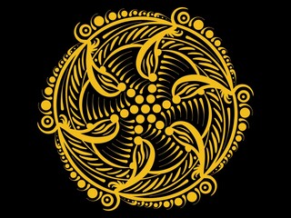 floral mandala relaxation patterns unique design with black background,Hand drawn pattern,concept meditation and relax. Circle pattern petal flower of mandala with multi color