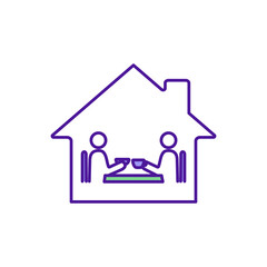 Cooking at home RGB color icon. Home-cooked food. Ordering take-out avoidance. Money saving. Avoiding dinner at restaurant, cafe. Eating out. Healthy diet support. Isolated vector illustration