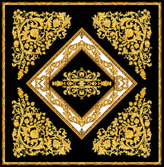 Gold baroque pattern with animal prints