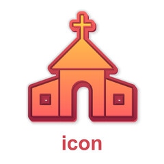 Gold Church building icon isolated on white background. Christian Church. Religion of church. Vector.