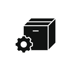 Box and gear. Product development icon concept isolated on white background. Vector illustration