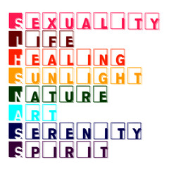 illustration of the words meaning the colors of original pride flag with shadow effects.