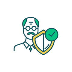 Older adults care RGB color icon. Pensioner support. Gerontological nursing. Working in collaboration with elderly people. Supporting healthy aging. Nursing older patient. Isolated vector illustration