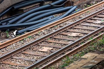 Fototapeta premium Repair of the railway track at station