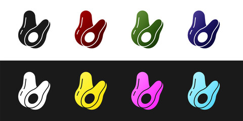 Set Avocado fruit icon isolated on black and white background. Vector.