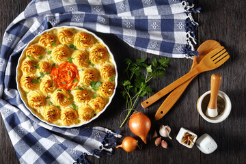 Fish pie, fisherman pie in a dish