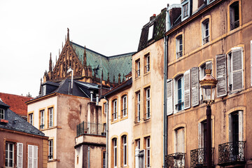 Obraz premium Street view of downtown in Metz, France