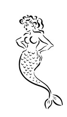 Girl Mermaid line. Vector illustration
