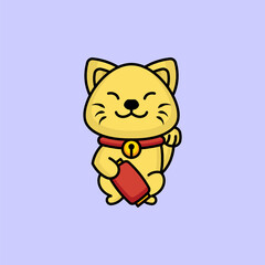 Cute maneki neko cat mascot design
