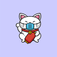 Cute maneki neko cat mascot design