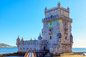 Belem or Tower of Saint Vincent in Lisbon Portugal . 16th-Century Fortification