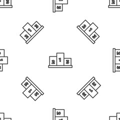 Grey line Award over sports winner podium icon isolated seamless pattern on white background. Vector.