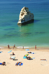 Vertical view of a beach in the Algarve of Portugal