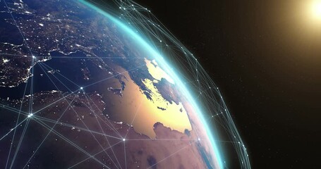 Satellite network over planet Earth - Powered by Adobe