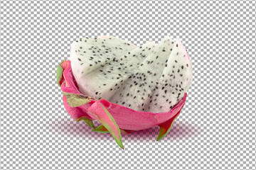 Sliced of Dragon Fruit or Pitaya isolated on alphabackground with clipping path