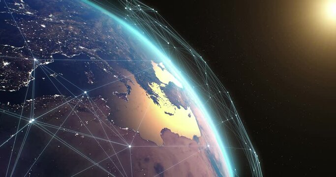 Satellite network over planet Earth