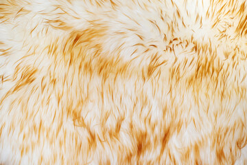 Sheep fur dyed yellow-white. Processing and production of animal skins in an industrial factory. Flat lay of the frame. Natural background