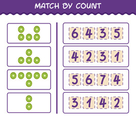 Match by count of cartoon kiwi. Match and count game. Educational game for pre shool years kids and toddlers