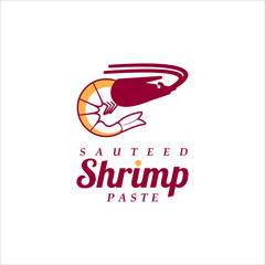 Cartoon Shrimp Paste Logo Asian Food. Seasoning Ingredient Seafood Flavor for Culinary Label Template Inspiration