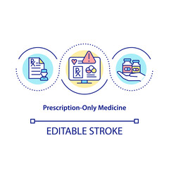 Prescription only medicine concept icon. Order medication. Disease treatment. Online pharmacy idea thin line illustration. Vector isolated outline RGB color drawing. Editable stroke