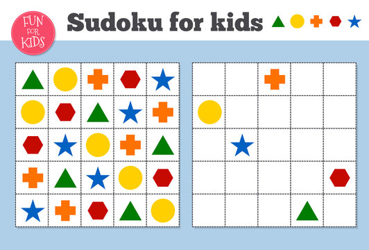 Sudoku. Kids and adult mathematical mosaic. Magic square. Logic puzzle game.