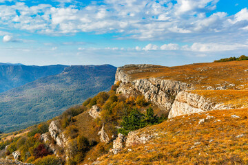 mountains and forests of crimea on an autumn day