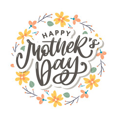 Elegant greeting card design with stylish text Mother s Day on colorful flowers decorated background.