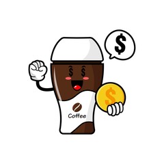 cute coffee cup cartoon mascot character