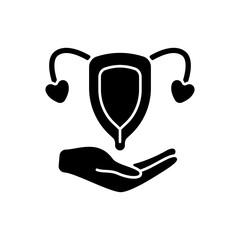 Sexual and reproductive rights black glyph icon. Feminism movement. Establishing social justice. Expansion of the rights of women. Silhouette symbol on white space. Vector isolated illustration