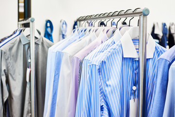 Men's shirts in clothing store