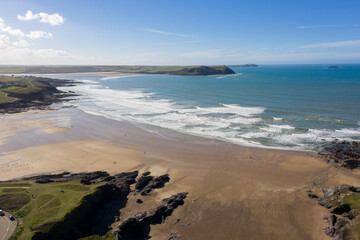 Polzeath beach, North Cornwall from the air
