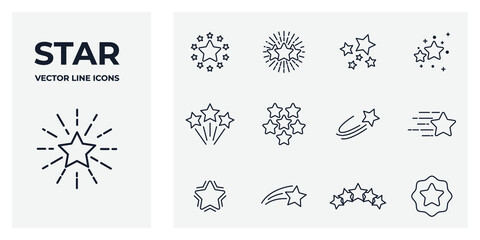 Set of Stars icon. firework, twinkle, glow, glitter burst symbol template for graphic and web design collection logo vector illustration