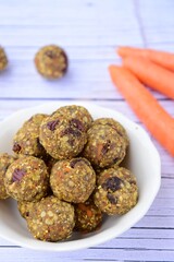 Carrot raisin oat breakfast energy balls