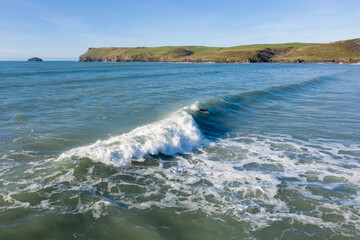 Polzeath beach, North Cornwall from the air