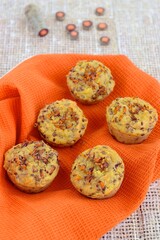 Purple carrot muffins with flax seeds